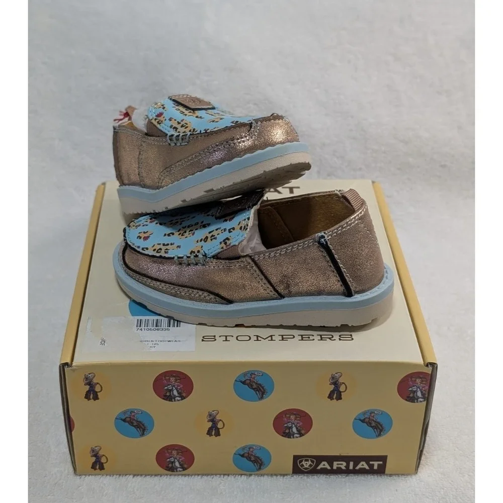 Ariat Lil' Stompers Piper Cruiser Moccasin Slip-On Shoe Leopard Cactus Toddler 4